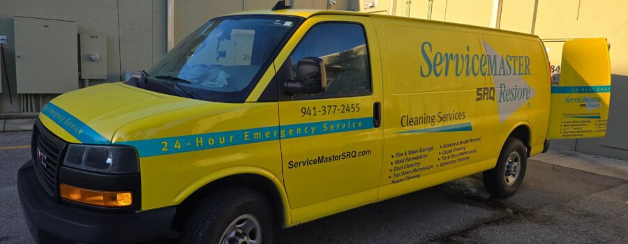 Fire sprinkler water damage restoration project in Sarasota, Florida involving emergency mitigation, structural drying, flooring replacement, and interior reconstruction.
